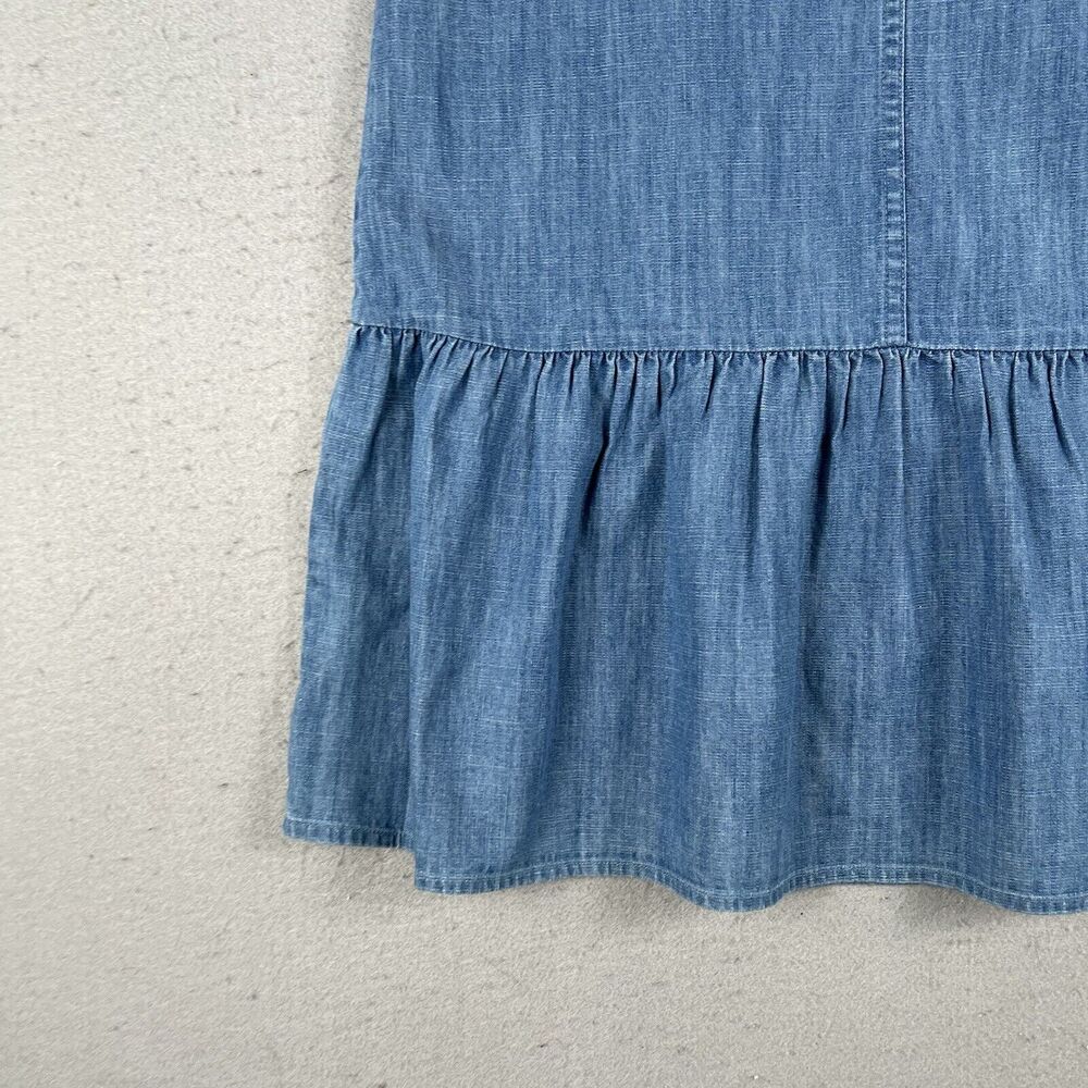 Fat Face Dress 4 Blue Denise Denim Peplum Chambray Short Sleeve Round Neck - Picture 12 of 12